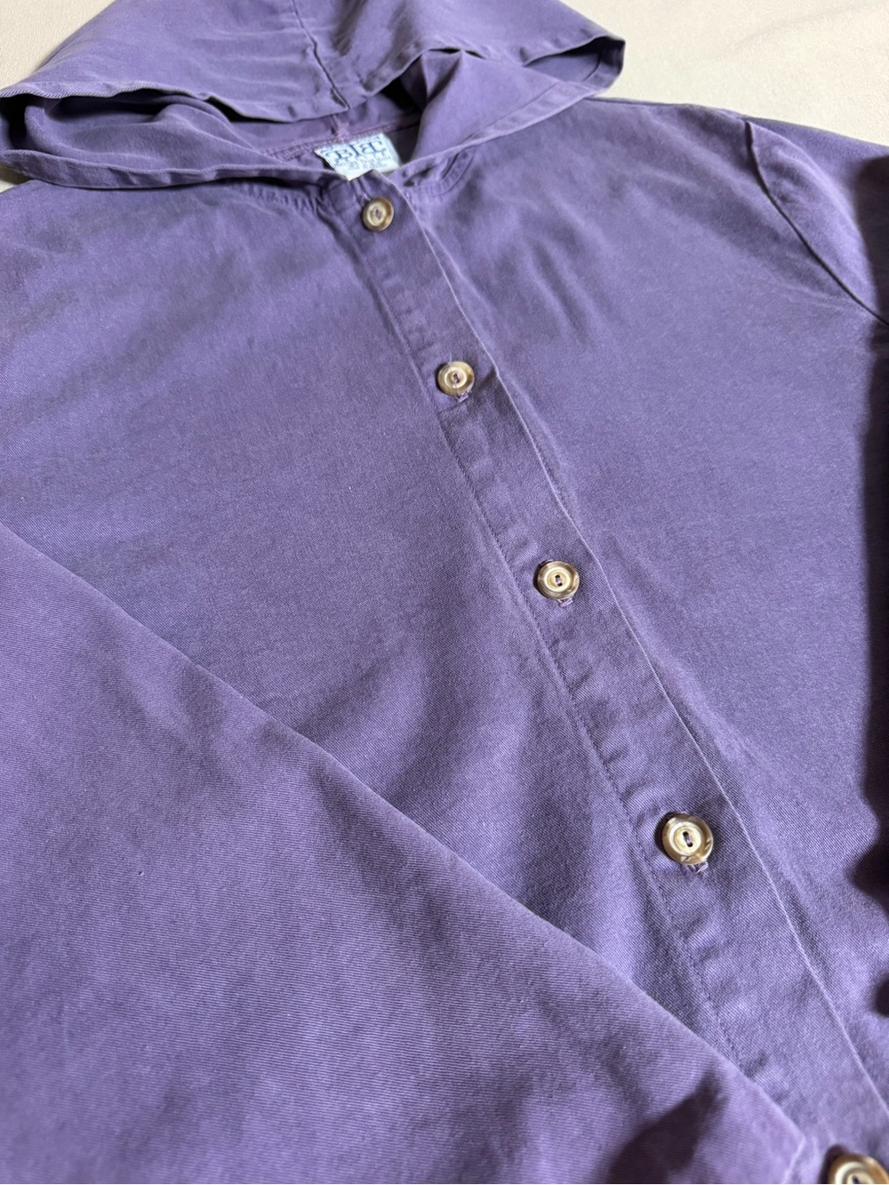 Vintage Purple Hooded Button-Front Shirt